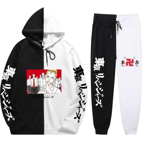 New Design Summer Autumn Anime Tokyo Revengers Print Hoodies Casual Soft Patchwork Thin Hoodie+Pants Man 2 Pieces Sets