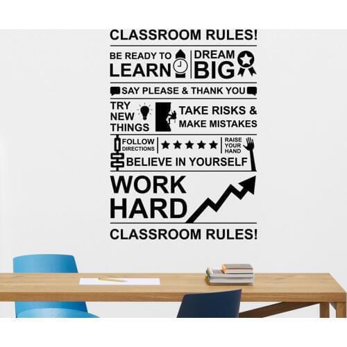 Work Hard Dream Big Poster Stickers Classroom Rules Wall Decal Education School Quote Wall Tattoo Sticker Wall Decoration Z994
