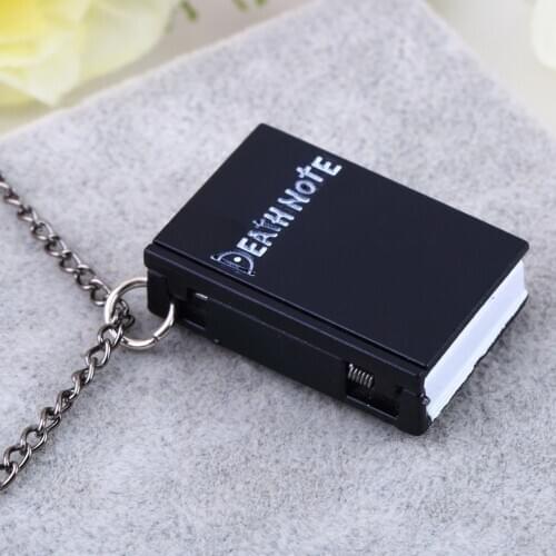 Unisex Vintage Unique Death Note Book Quartz Pocket Watch Pendant Necklace Popular Rectangle Shaped FOR Gift
