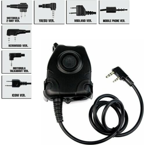 Military Z Tactical Peltor PTT Headset Adapter for BaoFeng KENWOOD ICOM YAESU Midland Motorola Radio Walkie Talkie Cell Phone