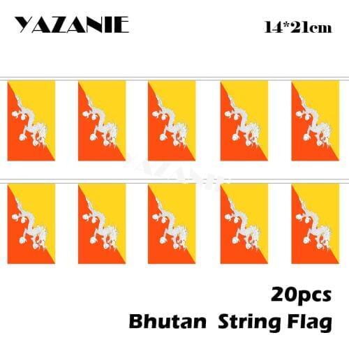 YAZANIE 14*21cm 20PCS 5Meter Bhutan Polyester String Flag Banner for Birthday Wedding Party Decoration Wholesale