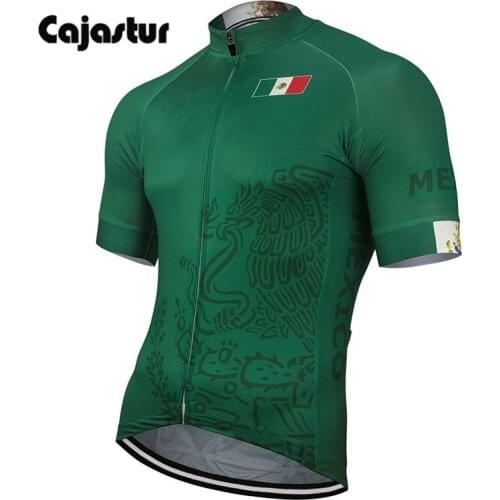 Green cycling jersey men short sleeve summer Mexico bike jersey breathable mtb cycling clothing maillot ciclismo