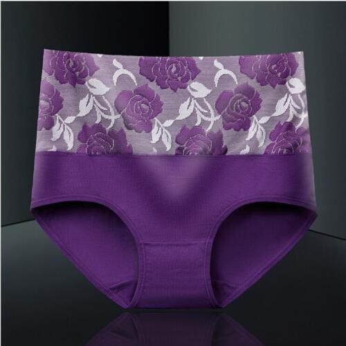 Free Shpping High waisted full cotton plus size briefs for women 7398# Size L-3XL