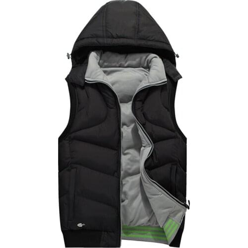 Winter Vest Men Hooded Sleeveless Jackets Warm Cotton Padded Vests Mens Work Clothes Waistcoat Coats