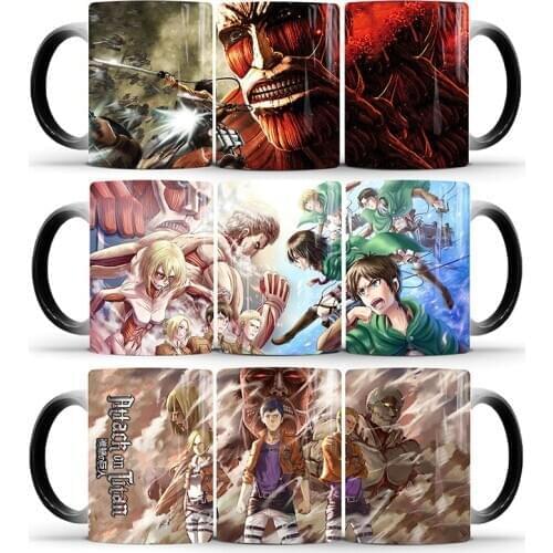 1Pcs 350ml New Attack On Titan Color Changing Mug Home Ceramic Coffee Milk Cup Creative Birthday Gift for Children Friends