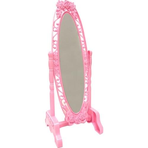 1 Pcs Doll Pink Mirror Furniture Fashion Doll Mini Play Toys For Barbie Doll Makeup Accessories Girl Gift