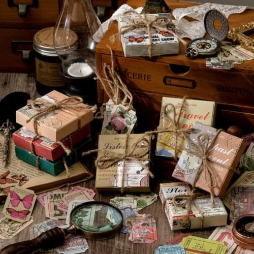 100pcs/2022 Retro Garden Butterfly Flower Stamp Material Note Box DIY Bullet Diary Message Handbook Decorative Note Paper