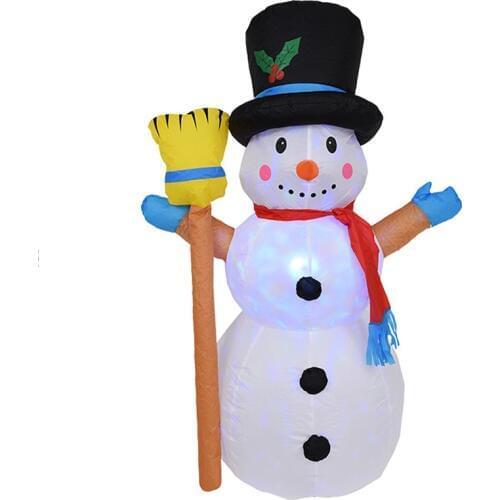 120cm Broom Snowman Inflatable Fun Toys with Color Changing LED Lighted Christmas Carnival Winter Party Props Outdoor Decoration