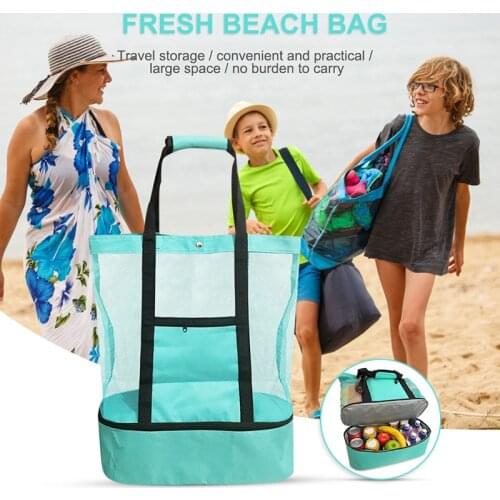 2 in 1 Cooler Picnic Bag Beach Bag Oversized Lightweight Mesh Beach Tote Bag Summer Storage Travel For Outdoor Beach d88