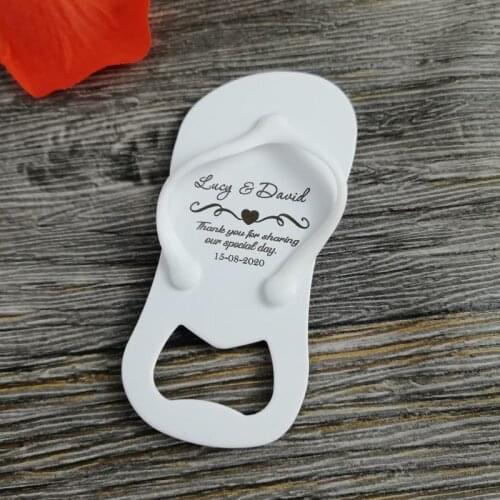 50pcs personalized Wedding gift wedding favor annual meeting of Slipper white bottle opener, Gift box packing