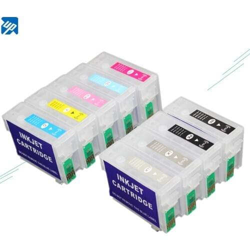 9pcs for Epson P600 surecolor P600 refillable cartridges with auto reset chips T7601