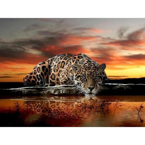 5D DIY Diamond Painting "Leopard Tiger" Cross Stitch Full Diamond Embroidery Animal Rhinestone Mosaic Painting Sale