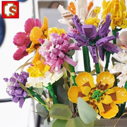 Sembo Blocks Creator Flowers Bouquet Building Kits As Home Decor Garden Plant Assembly Diy Bricks Toys Hobbies for Girls Friends