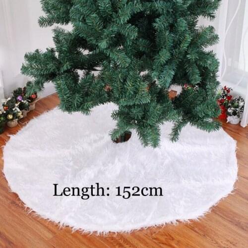 Large Size 152cm 820g Merry Christmas Tree Skirt Pure White Home Decoration Long Fur Plush Xmas Carpet Aprons Natal New Year