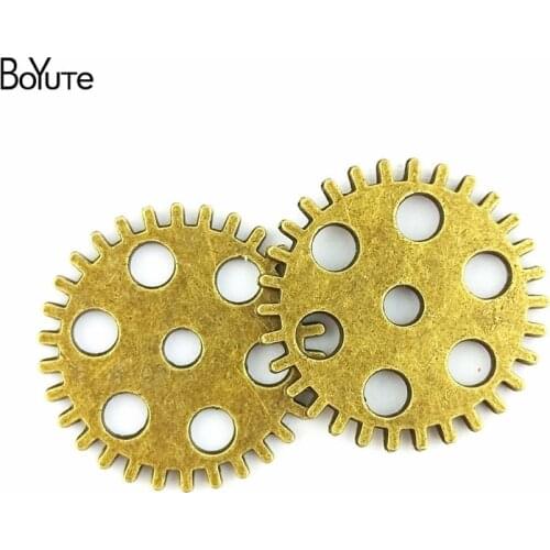 BoYuTe (50 Pieces/Lot) 25MM Wholesale Antique Bronze Plated Zinc Alloy Steampunk Gear Charms Diy Jewelry Gear Pendant Making