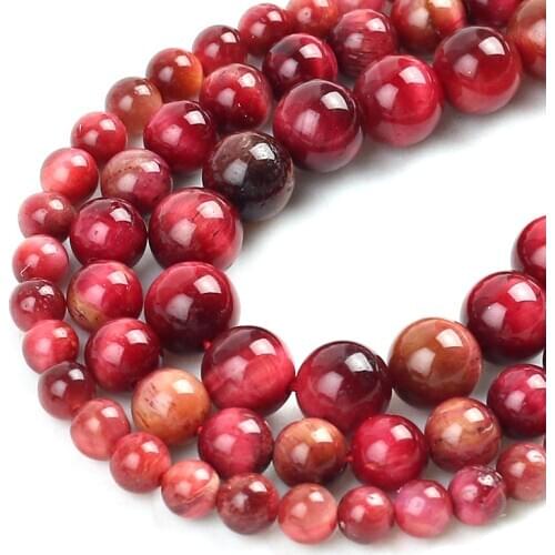 6/8/10mm Natural Stone Peach Bicolor Tiger Eye Loose Spacer Beads For Jewelry Making DIY Bracelet Charms Accessories 15'' Strand