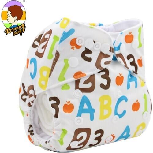 Risunnybaby Infant Leakproof Nappies Newborn Baby High Waist Swimming Trunks Baby Boys Girls Cartoon Printed Cloth Diaper