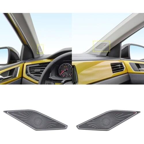 For Volkswagen Polo Mk6 2018-2021 Auto Car Speaker Cover Stainless Pillar Loudspeaker Sound Pad Trim Frame Sticker Accessories