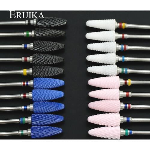 ERUIKA 20 Types Ceramic Nail Drill Bit Rotary Burr Nail Milling Cutter Manicure Pedicure Drill Machine Accessory Nail Art Tools