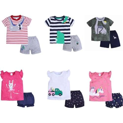 2021 2pcs/set Baby Clothes Set T-shirt+Shorts Infant Toddler Clothing Cotton Girls Boys Summer Outfit Children Cute 9-36month