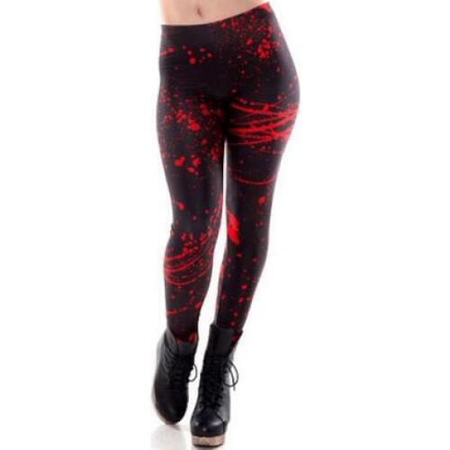 Hot New Fashion Slim New Women Sexy Printed Red blood Leggings Pants Elasticity Fashion Space Milk Silk Girl pant