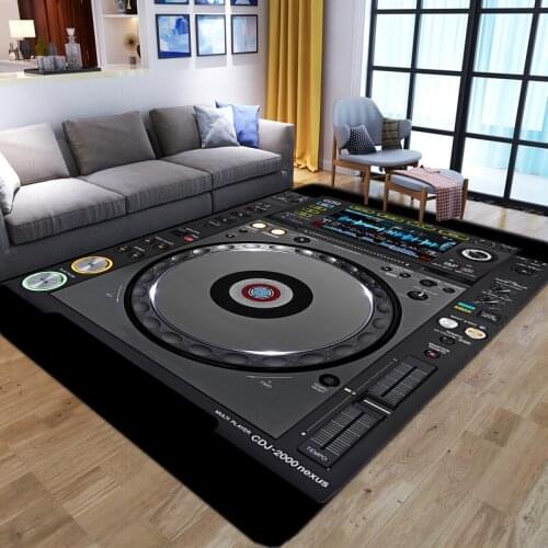 Personality Vintage Carpet Music Vinyl Record Design Area Rug Soft Flannel 3D Home Decor Big Carpet Kid Room Anti-Slip Floor Mat