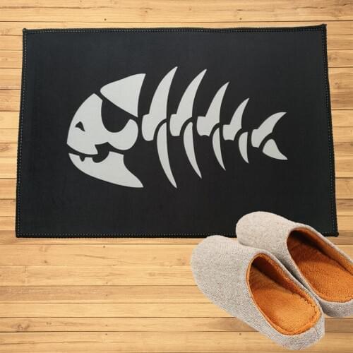 Jolly Pirate Fish Skeleton Bone Doormat Entrance Welcome Mats Hallway Doorway Bathroom Kitchen Rugs Custom Floor Mats Carpet