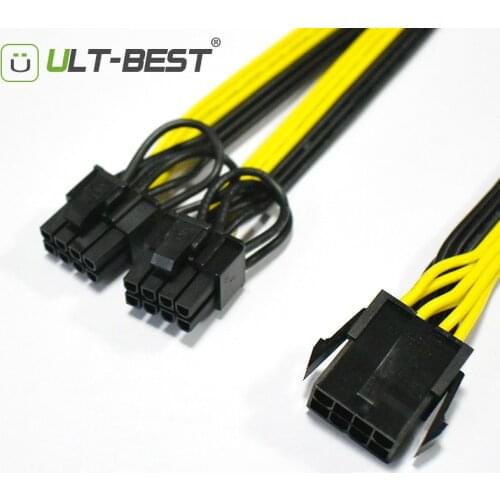 ULT-Best Cable CPU 8P Female to 2 Port PCI-E 8pin Dual 6P+2P Male GPU Graphics Video Card Power Supply Riser Mining Cord Cabo