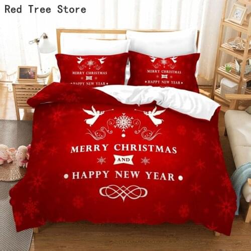 3D Print Christmas Day Bedding Set Queen King Size Red Duvet Cover Children Bedroom Comforter Bed Sets Luxury Kawaii Bed Linen