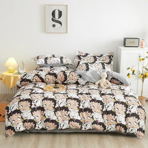 Cartoon Duvet Cover Set 150x200 Pillowcase 3Pcs,220x240 Quilt Cover,Extra Large,Little Baby And Puppy Pattern Bedding Set
