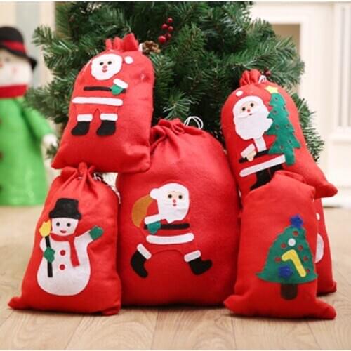 Candy gift package Bags Christmas party decorations for home Non woven fabric Santa Claus Presents backpack Happy New Year 2020