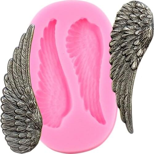 Angel Wings Silicone Mold Baby Birthday Cupcake Topper Fondant Molds Cake Decorating Tools Resin Candy Chocolate Gumpaste Moulds