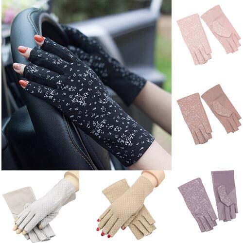 Summer Sunscreen Fingerless Gloves Half-fingered Short Anti-ultraviolet Ultra-thin Cycling Finger Pure Cotton Driving Gloves