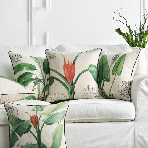Wholesales Linen Pillow Cover Cushion Cover Country Tropic leaf floral Home Decorative Pillow Case 45x45cm/30x50cm
