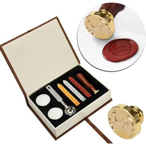 New Christmas Wax Seal Stamp Set Warmer Furnace Melting Spoon Pot Tools Kit