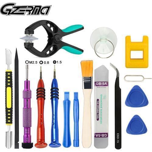 GZERMA 16Pcs/Set Smartphone Repair Tool Sets with Screen Opening Clips & 0.8 M2.5 Screwdriver for Apple iPhone Computer Repair