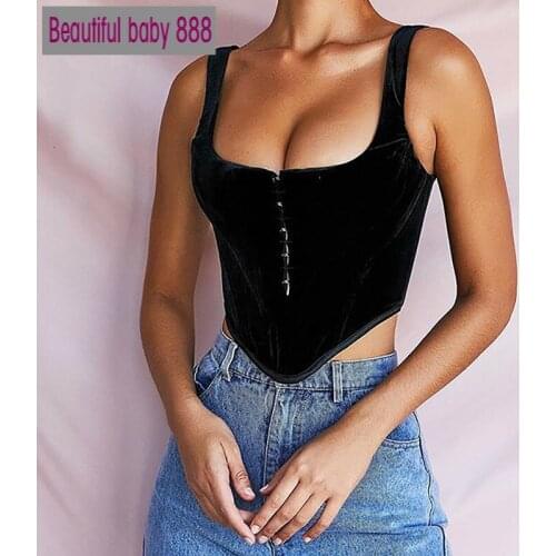 Meqeiss 2020 New Fashion Sexy Backless Zipper Party Tank Tops Vest Underwear Cute Bustier Tops Black Hooks Sleeveless Crop Tops