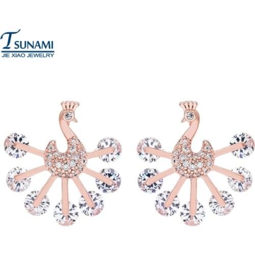 New fashion phoenix rose gold zircon earrings Female friends party style jewellery Women preferred zircon earrings