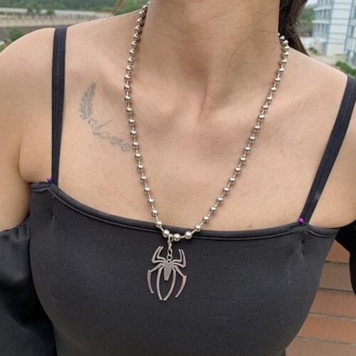Punk Spider Animal Pendant Necklace For Women Horror Funny Fashion Charm Hip Hop Cool Choker Necklace Jewelry New Gifts