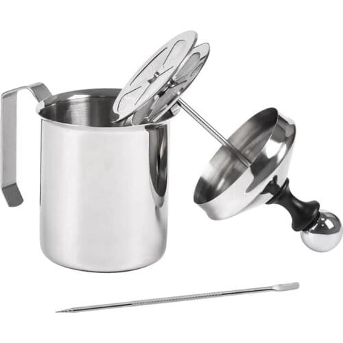 500Ml Stainless Steel Double Mesh Milk Frother,Milk Frother Jug with Art Pen,for Making Coffee Cappuccino Frothing Milk