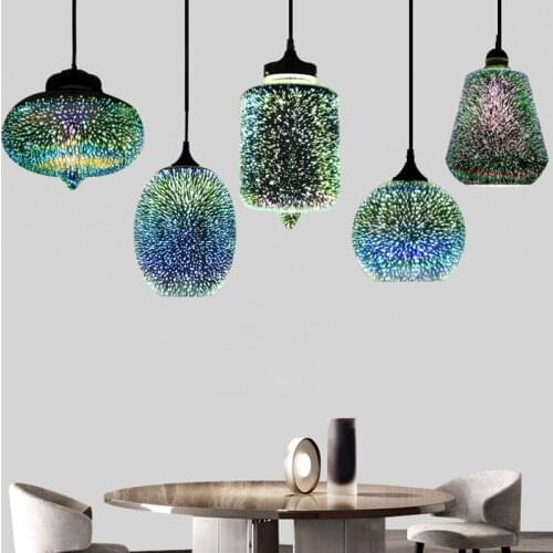 Post-modern 3D Colorful Glass ball Pendant lights Nordic Starry Sky lamp for Restaurant BedRoom decoration Industry light night