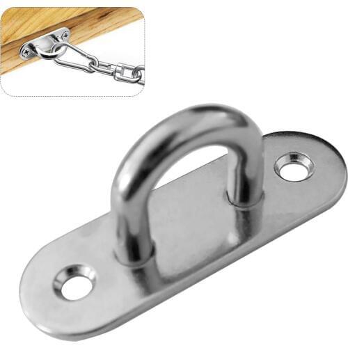 Stainless Steel Oblong Plate Staple Ring Hook Loop U-shaped Design Screws Wall Mount Hook Hanger Marine Deck Hardware Pad eye