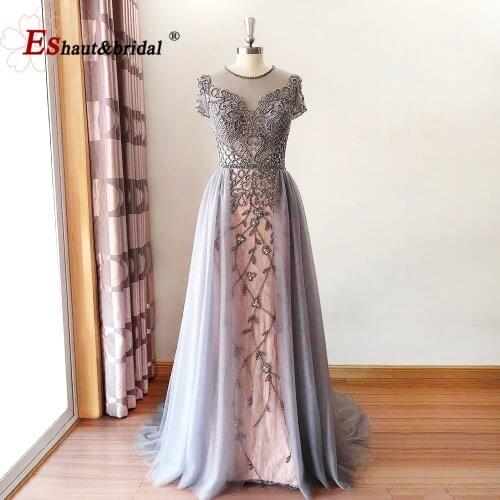 Luxury Sexy O-Neck Evening Dress 2020 Cap Sleeves High-end Handmade Mermaid Tuttle Long Formal Party Gowns