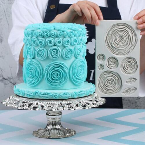 Rose Flower Texture Mould Silicone Mold Fondant Cake Decorating Tool Gumpaste Sugarcraft Chocolate Forms Bakeware