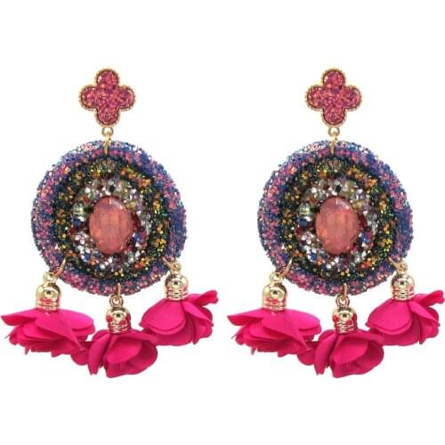 Boucle Oreille Femme 2021 Boho Resin Drop Tassel Flower Earrings For Woman Oorbellen Christmas Gift Jewelry Wholesale Orecchini