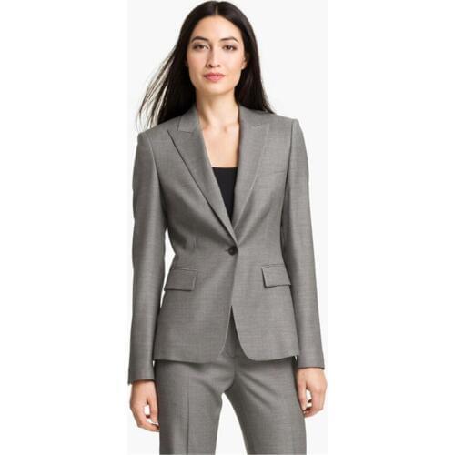 Grey Womens PantSuits Ladies Business Office Tuxedos Formal Work Wear Suits Custom Made Womens Suits