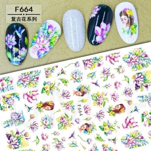 UPRETTEGO SUPER THIN SELF ADHESIVE 3D NAIL ART NAIL SLIDER STICKER NATIONAL FLAG DAISY VINTAGE PEONY FLOWER F662-671