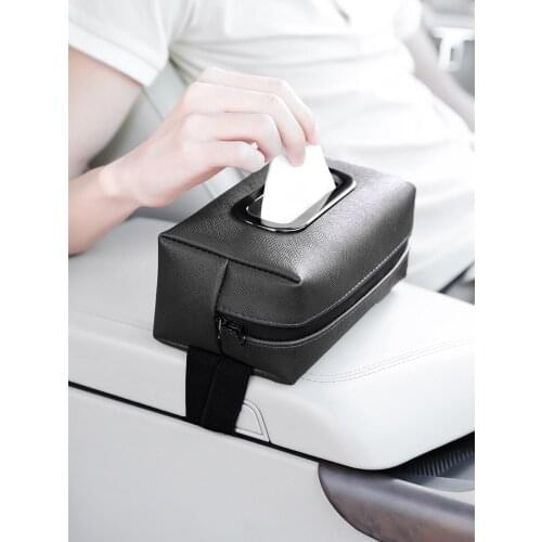 Car Tissue Box Interior Decoration Cute Armrest Napkin Storage Backseat Hanging Leather Paper Towel Organizer Bag Case Holder