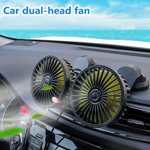 Usb Car Fan Universal Adjustable Angle Dual Head Fan Low Noise Car Auto Cooler Air Fan Car Dashboard Cooling Air Usb High Airfl