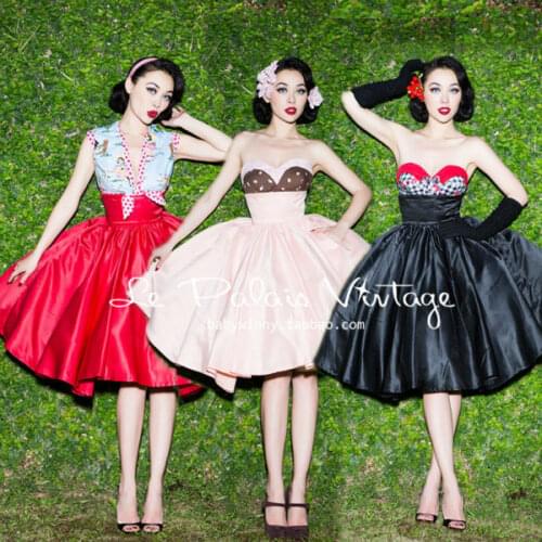 FREE SHIPPING Le Palais Vintage all-match elegant high waisted skirt color black powder ball gown